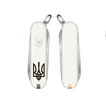 Складной нож Victorinox CLASSIC SD UKRAINE 58мм/1сл/7предм/бел /ножн /Трезубец.черн. Vx06223.7R1