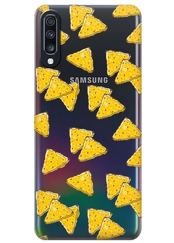 Прозрачный силиконовый чехол iSwag для Samsung Galaxy A70 Чипсы (M6597)
