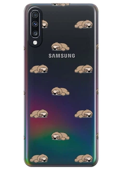 Прозрачный силиконовый чехол iSwag для Samsung Galaxy A70 Спящие ленивцы (M6580)