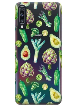 Прозрачный силиконовый чехол iSwag для Samsung Galaxy A70 Полезная еда (M6571)
