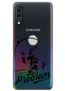 Прозрачный силиконовый чехол iSwag для Samsung Galaxy A70 Космонавт с проблемой (M6553)