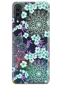 Прозрачный силиконовый чехол iSwag для Samsung Galaxy A70 Цветочная мандала (M6593)