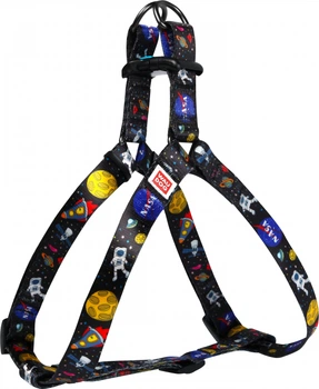 Шлея для собак анатомічна Collar WAUDOG Nylon з QR паспортом, малюнок "NASA", пластиковий фастекс, S, Ш 15 мм, Дов 40-55 см (5019)