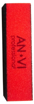 Баф для полировки ногтей ANVI Professional квадратный красно-черный