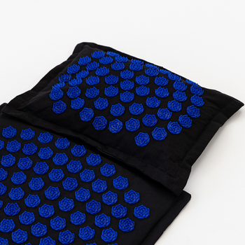 Масажний килимок Аплікатор Кузнєцова + масажна подушка масажер для шиї OSPORT Lotus Mat Eco (apl-020) Чорно-синій