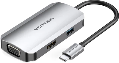 USB-хаб Vention USB3.1 Type-C > HDMI/VGA/USB 3.0/PD 100W Hub 4-in-1 (TOAHB)