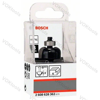 Галтельная фреза для кромок d8 D24,7 h13 L53 R6 Standard for Wood Bosch Professional (2608628362)
