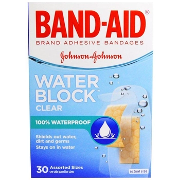 Пластир Band Aid Water Block Прозорий 30 штук