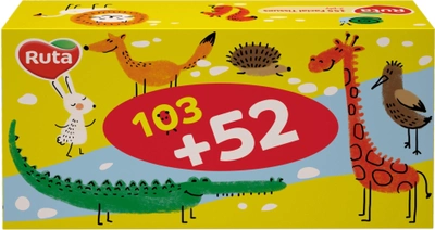 Упаковка серветок косметичних Ruta Kids 155 аркушів 2 шари х 3 шт. (4820023748422)