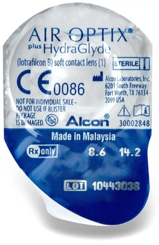 Контактні лінзи AIR OPTIX plus HydraGlyde BC=8.6 DIA=14.2 PWR=+1.00 1 лінза