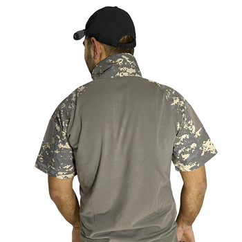 Тактическая футболка с коротким рукавом Lesko A416 Camouflage ACU XXL мужская на змейке камуфляжная (SKU_4251-12416)