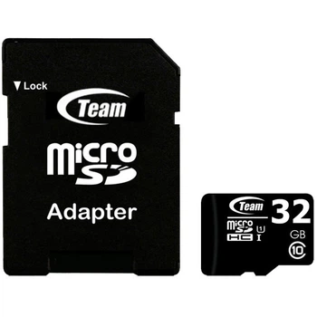 Карта памяти TEAM 32 MicroSDHC UHS-I + SD адаптер для ноутбука камеры смартфона (K/OPT2-1551-3385)
