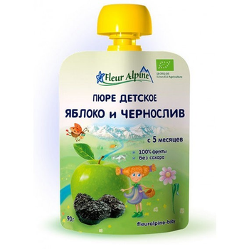 Фруктове органічне пюре Fleur Alpine яблуко і чорнослив 90 г (5024688001048_1)
