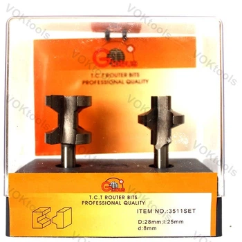 Фреза ГЛОБУС 3511set пазошиповая d8 D28 h25