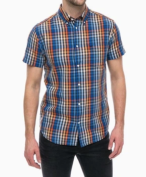 Рубашка Wrangler 1 Pocket Button Down Shirt Slim Fit (W59444MKE) Синий, оранжевый S-00