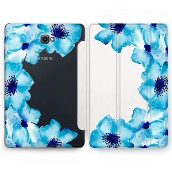 Чехол книжка, обложка Lex Altern для Samsung Galaxy Tab (Голубые маки) планшеты A 10.1 таб T585/T580