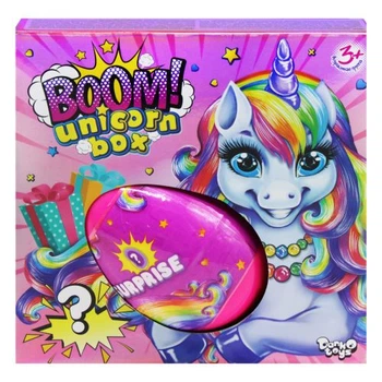Игрушка-сюрприз Dankotoys Boom Unicorn Box с кинетическим песком и пластилином для творчества 510 г Разноцветная