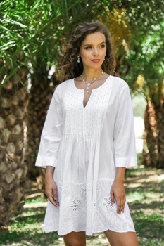 Туніка жіноча для пляжу, широкі рукави Fresh Cotton 363 F-1c 46(L) Білий