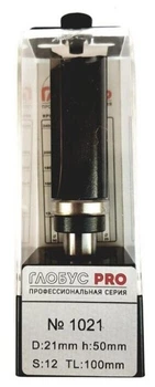 Фреза кромочная прямая Глобус PRO 1021 D21 d12 L110 h60 z2 с нижним подшипником
