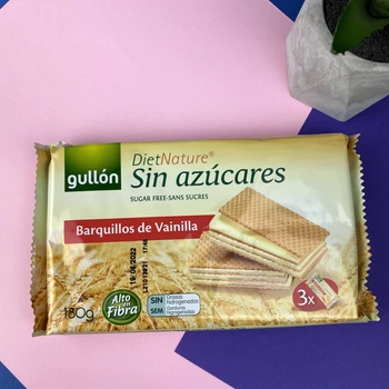 Вафлі Gullon Diet Nature без цукру з ванільною начинкою 180 г