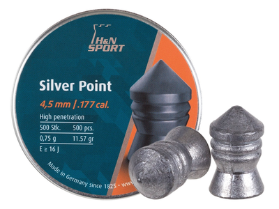 Кулі пневматичні (для воздушки) 4,5 мм 0,75 г (500шт) H&N Silver Point. 14530106