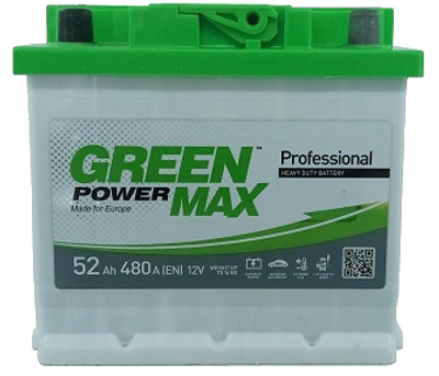 Автомобильный аккумулятор Green Power MAX 52 Ah (-/+) Euro (480EN) (22374)