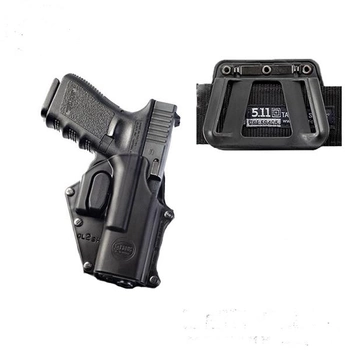 Кобура Fobus для Glock 17/19 поворотная с креплением на ремень/кнопкой фиксации скобы спускового крючка. 23702316