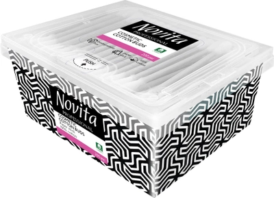 Упаковка ватных палочек Novita Professional в квадратной коробке 2 пачки по 200 шт (4823071648072)