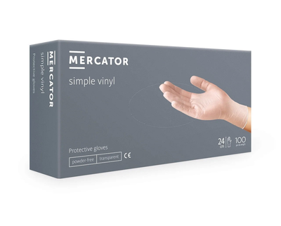 Рукавички вініл не опудренниє прозорі S Simple Vinyl Mercator Medical