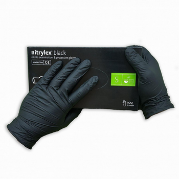 Перчатки Nitrylex® Black, Черные, S, 100 шт, 50 пар, для докторов, для мастеров, для домашнего использования