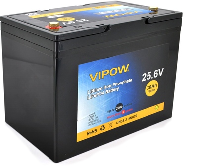 Аккумуляторная батарея Vipow LiFePO4 25.6V 30Ah со встроенной ВМЅ платой 25A (LiFePO4256-30/25)