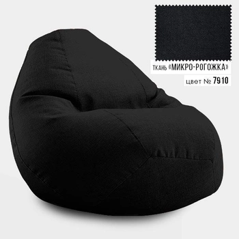 Крісло мішок Груша Овал Coolki XL 90x130 Чорний Микророгожка (7910)