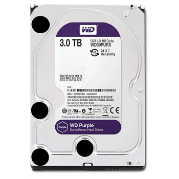 Жесткий диск 3.5" 3Tb Western Digital Purple, SATA3, 64Mb, IntelliPower (WD30PURX) (Ref)