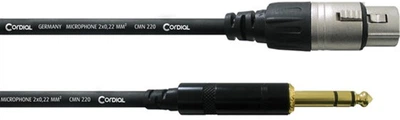 Инструментальный кабель Cordial Rean XLR female / plug 6.3 мм Stereo 0.3 м Black (CFM 0,3 FV)