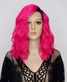 Парик на сетке Diamond Lace Wig Waves № 99APINK каре малиновый, 33 см, термостойкое волокно