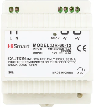 Блок живлення HiSmart 12 V 4.5 A 60 W DIN (DR-60-12)