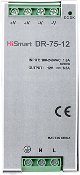 Блок живлення HiSmart 12 V 6.3 A 75 W DIN (DR-75-12)