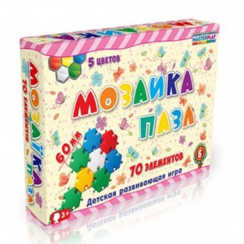 Мозаика-пазл Colorplast 70 деталей пластиковая развивающая игрушка для детей с крупными элементами 6-7 см Разноцветная