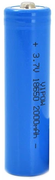 Акумулятор Vipow 18650 Li-Ion ICR18650 TipTop, 2000 мАг, 3.7V 1 шт Blue (ICR18650-2000mAhTT)