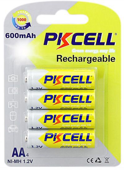 Аккумулятор PkCell 1.2V AA 600 мАч NiMH Rechargeable Battery 4 шт (PC/AA600-4BR)
