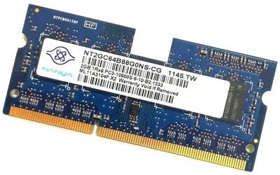 Оперативная память для ноутбука Nanya SODIMM DDR3 2Gb 1333MHz 10600s 1R8 CL9 (NT2GC64B88G0NS-CG) Б/У