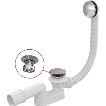 Сифон для ванны ALCA PLAST A507CKM Click-Clack со сливом-переливом (8595580562533)