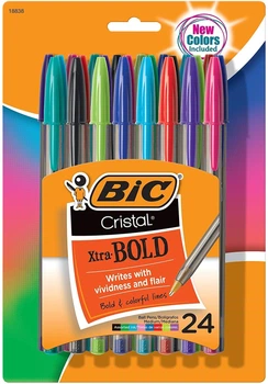 Набор шариковых ручек 24 шт. BIC Cristal Xtra Bold Цветные масляные 1.6 мм (MSBAPP241-A-AST)