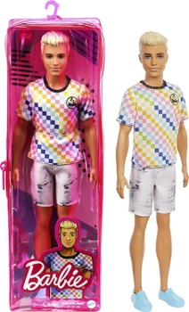 Кукла Кен Модник Barbie Ken Fashionistas Doll with Sculpted Blonde Hair Wearing a Surf-Inspired Checkered Shirt 174 (GRB90)