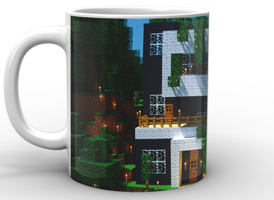 Кружка Minecraft Майнкрафт дом керамика, белого цвета 330мл.