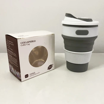 Складная туристическая силиконовая чашка Collapsible 350 мл Серый (Ks46457557)