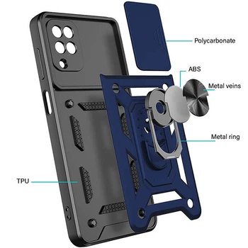 Удароміцний чохол Camshield Serge Ring for Magnet Samsung Galaxy A12 Синій Без бренду