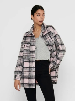 Куртка ONLY ONLROSIE CHECK OVERSIZED SHACKET OTW XS Розовый 15235611 Lilac Sachet