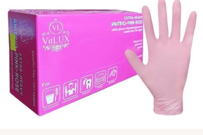 Рукавички VitLux без пудри, текстуровані, рожеві 100 шт/уп S