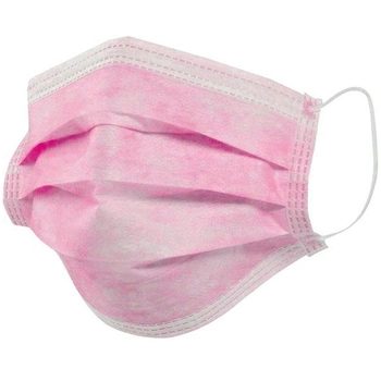 Маска хірургічна 3-шарова з фіксатором для носа (упаковка 50 шт.) Рожевий (8572906)